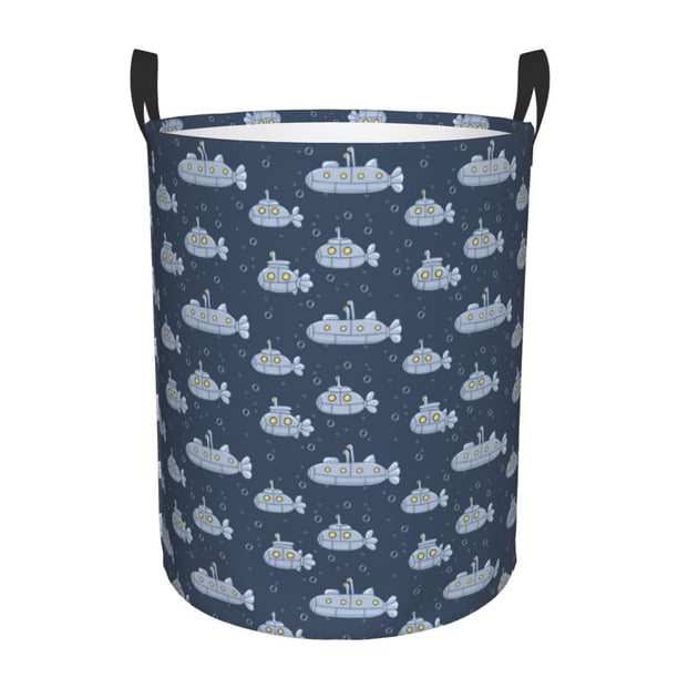 Balery Submarine With Periscope Cesta de ropa redonda con asas, impermeable, independiente, para ropa, juguetes, dormitorio y familia-Medium