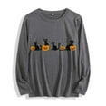 thumbnail image 2 of Cmfcve Women's Vintage Sweatshirt Halloween Stretch Long Sleeve Blouse Black Cat Pumpkin Pullover Shirt with Pocket, 2 of 7