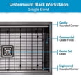 thumbnail image 4 of Strictly Kitchen and Bath Undermount 32 Inch Black Workstation Kitchen Sink with Accessories & Single Strainer Square Drain, 4 of 10