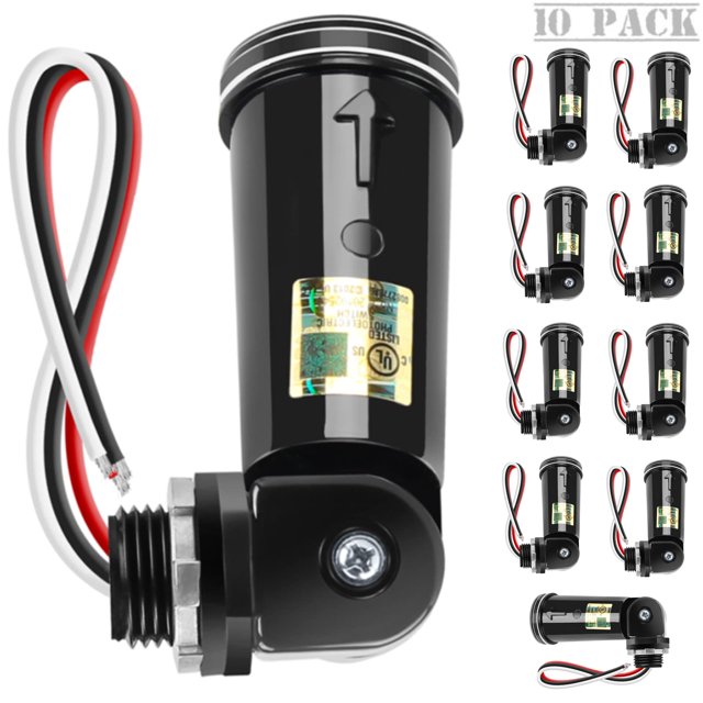 Sensor de fotocélula, paquete de 10 unidades, luz exterior del anochecer al amanecer, 110-240 V