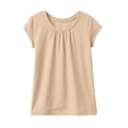 thumbnail image 2 of YDFCWXW Girls Tops Dressy Casual Summer 2026 Short Sleeve Blouses Crew Neck Pleated Basic T Shirts Spring Clothes (Khaki, 11-12 Years), 2 of 4