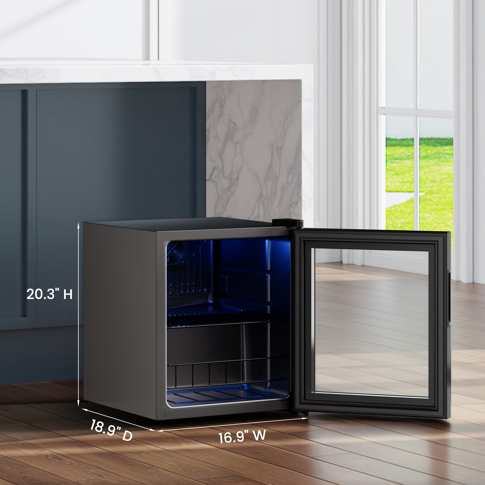 Yeego 65 Can Beverage Refrigerator, Freestanding Mini Beverage Cooler with Glass Door and Adjustable Removable Shelves for Drinks,1.62 Cu.ft.