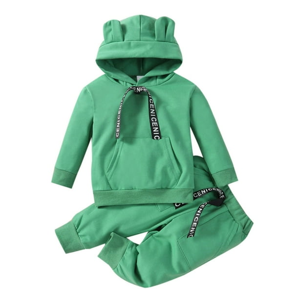 Gibobby Conjunto de leggings para pequeños Bebés Niñas Niños Animales lindos Sudadera con capucha Suéter Tops Pantalones de algodón Pantalones Traje Conjunto(Azul claro, 12-18 Meses)