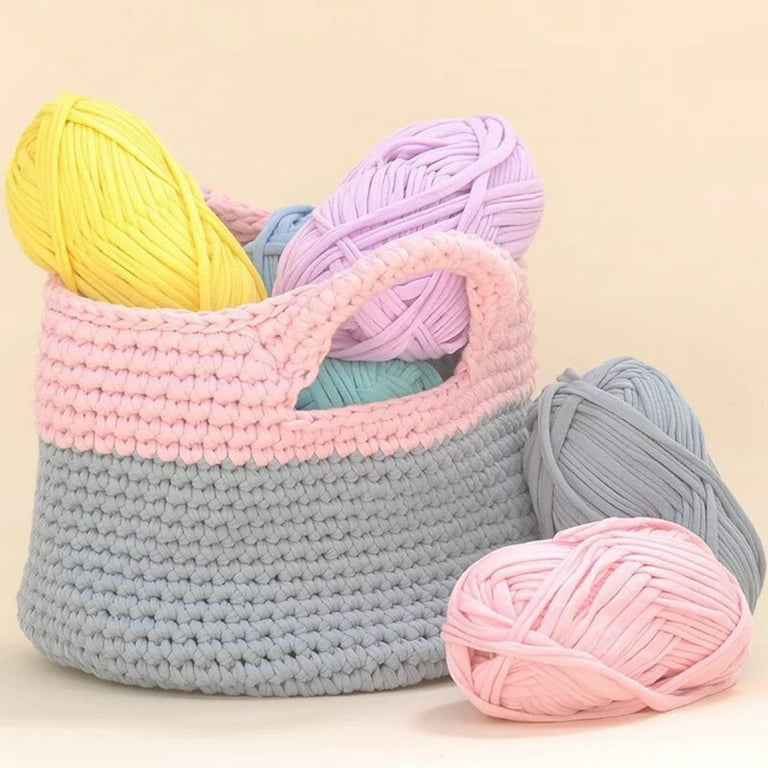 Frogued Hand-knit Woven Thread Thick Basket Blanket Braided DIY Crochet  Cloth Fancy Yarn (Lake Blue) 