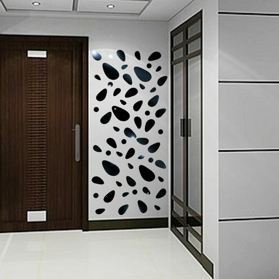 TERGAYEE Wall Stickers 12Pcs Mirror Vinyl Removable Wall Sticker Decal Home Decor Art DIY Black Wall Decor