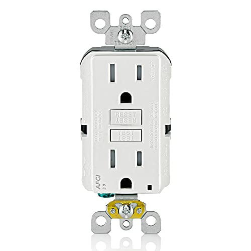 120-Volt SmartlockPro Outlet Branch Circuit Arc-Fault Circuit Interrupter Brown AFCI Leviton AFTR1 15-Amp Wallplate Included Receptacle Renewed 
