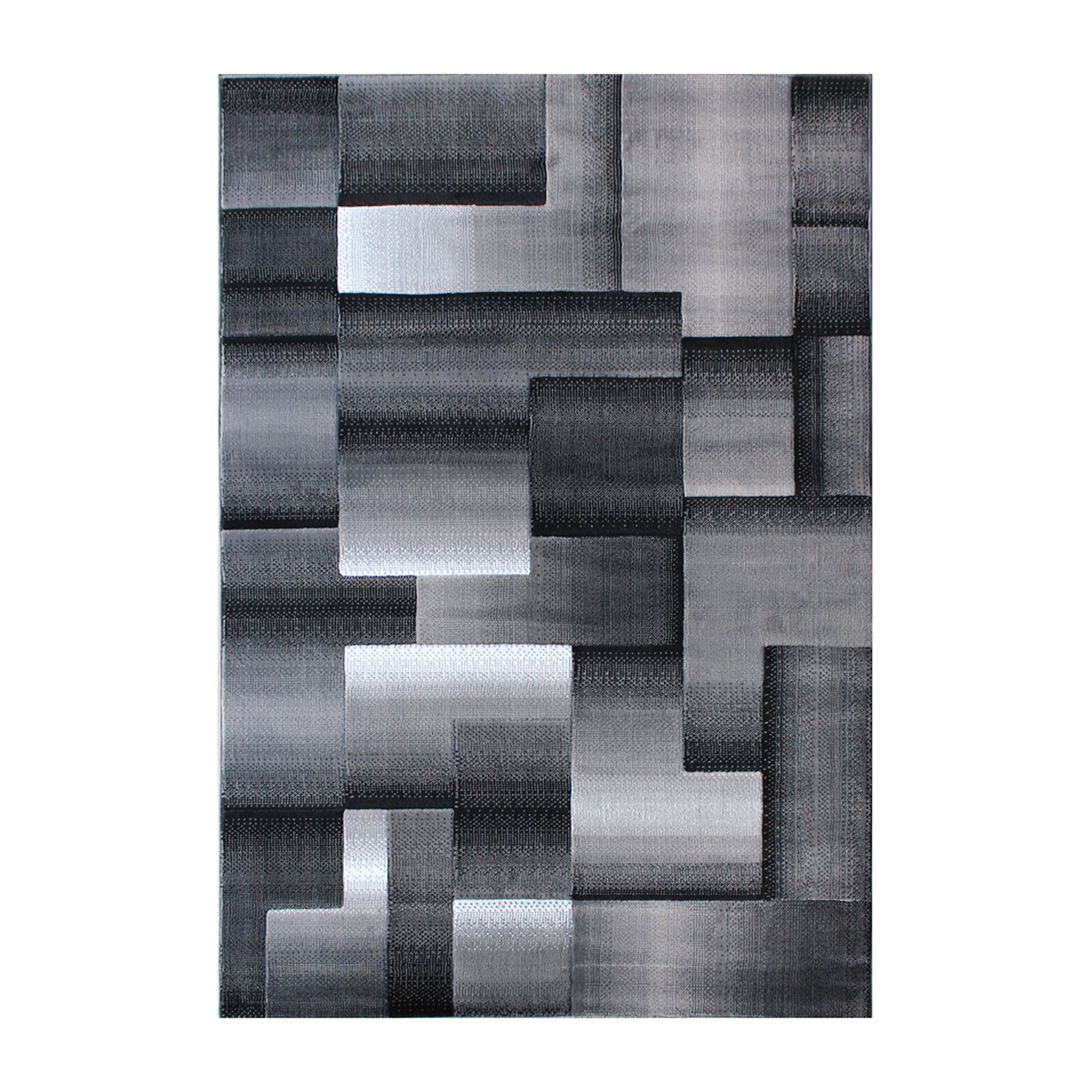 BizChair Modern Contemporary Area Rug, Grey Black (5 Feet X 7 Feet)
