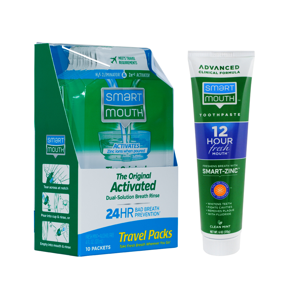 SmartMouth Original 24HR Fresh Breath Travel Packs and Premium Toothpaste