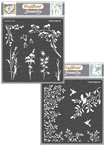 6x6 Inches Wall and Tile Wild Flower Stencils Floor Fabric Reusable DIY Art and Craft Stencils for Painting Flowers Canvas CrafTreat Wildflower Stencils for Painting on Wood Paper