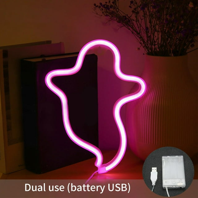 LED Halloween Light under $5! CQCYD LED Halloween Ghost Light, Neon Specter Shape for Party Decor, Spooky Wall Decoration, Battery Powered Halloween Light
