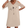 thumbnail image 1 of Vestidos de manga corta con hombros descubiertos y encaje con cuello en V estampado sexy de verano para mujer Fridja bnh5332, 1 of 9