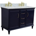 thumbnail image 4 of 49 in. Double Wooden Vanity Blue with White Carrara Rectangle Sink, 4 of 12