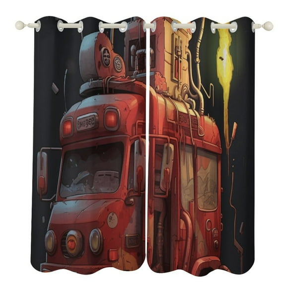 Fire Engine Car Truck Modern Window for Living Room Curtains for Child Bedroom Kitchen Decor Blinds Drapes