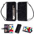 thumbnail image 1 of Case for FOXDOCK Samsung Galaxy S8 Glitter Zipper Wallet Case with Short Hand Strap, 1 of 4