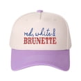 thumbnail image 3 of Red, white&BRUNETTE Letter Embroidered Color Block Trucker Hat Unisex Adjustable Cotton Breathable Fashion Cap for Travel Daily Wear, 3 of 11