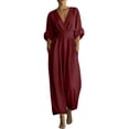 thumbnail image 2 of purcolt Womens Half Sleeve Wide Leg Jumpsuits Elegant V-Neck Business Office Jumpsuit Waist Cinch Dressy Casual Rompers (Available in Plus Size), 2 of 6