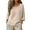 Beige, variant on Women's 3/4 Sleeve Cotton Linen Shirt, Round Neck Loose Fit Solid Color Summer T-Shirt, Casual and Breathable Top for Beach, Daily Wear, and Hot Weather Comfort-Beige