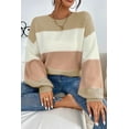 thumbnail image 2 of Women's Dusty Pink Color Block Lantern Sleeve Drop Shoulder Sweater - [ZhiHiMeRi] | (US 12-14)L, 2 of 7