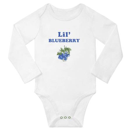 

Cute Baby Long Bodysuit Lil Blueberry Fruit Funny Baby Long Romper Long Jumpsuit (White 12-18 Months)