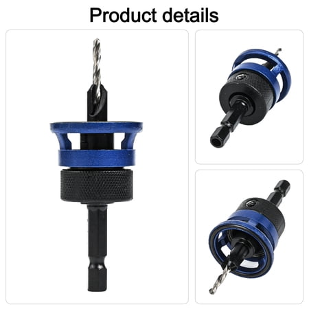 8Mm Shank Drill Bit Core Limiter Countersink Router Bit For Woodworking With Hex Shank And Anti Kickback Design Black Blue 8*2.8