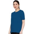 thumbnail image 4 of eloria Women's T-Shirt Round Neck Solid Color Plain Half Sleeve T-Shirt Color: Navy Blue | Size: 2XL, 4 of 7