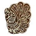 thumbnail image 1 of Peacock Pattern Hand Carved Printing Brown Wooden Textile Scrapbook Stamp Block, 1 of 3