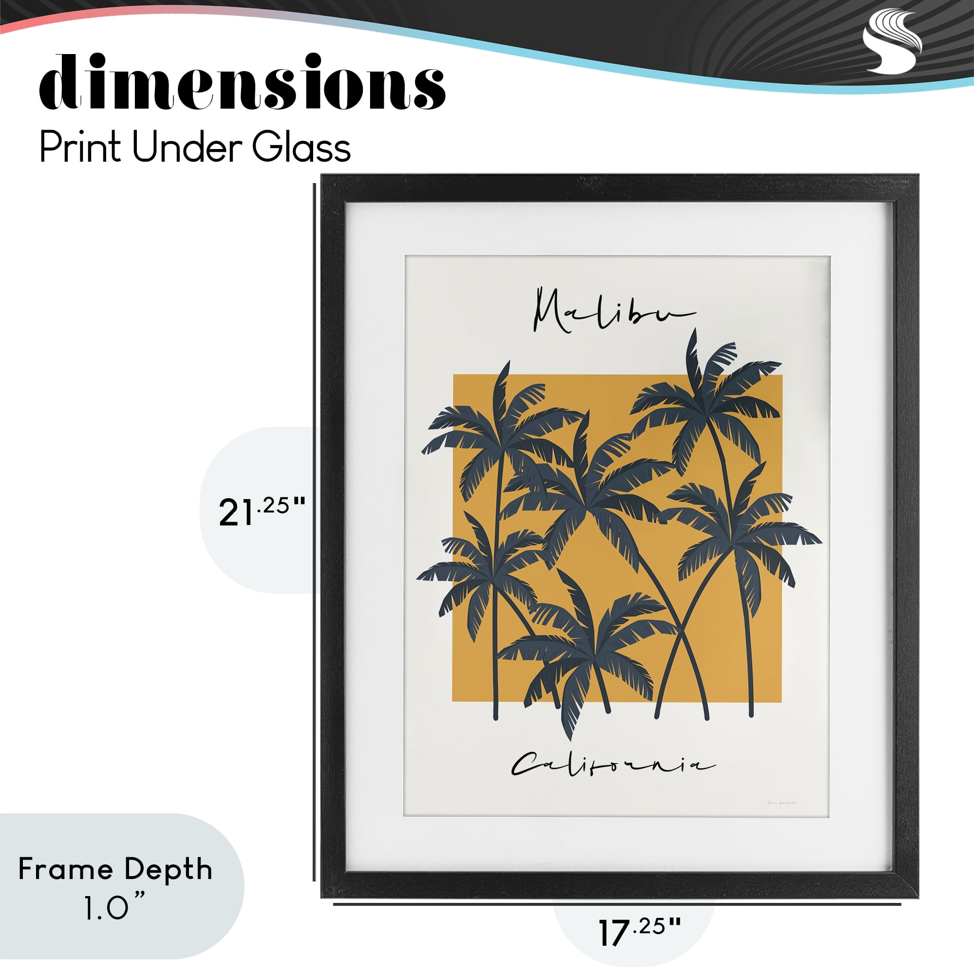 Stupell Industries Malibu Retro Vibe Black Framed Print Under Glass, design by Omar Escalante