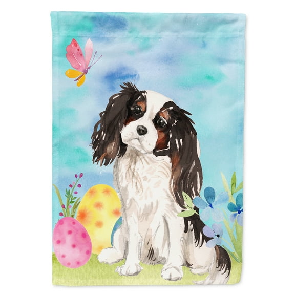 Tricolor Cavalier Spaniel Easter Garden Flag