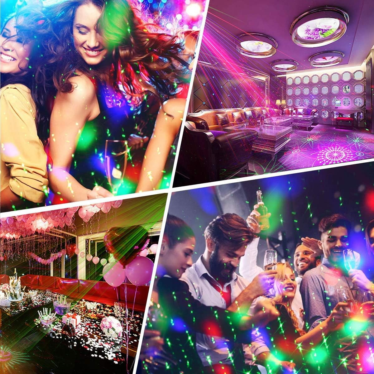Party Lights Dj Disco Lights,Strobe Stage Light Sound Activated,Laser Llights Projector with Remote Control for Parties Bar Birthday Wedding Holiday Event Live Show (USB Power)