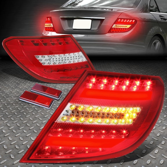 Nuvision LED Tube Bar Tail Light Brake Lamps for 12-14 Mercedes Benz C-Class W204, Red