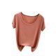 thumbnail image 2 of Fiudx Camisas para Mujer Top Holgado de Manga Corta con Cuello Redondo y Color Sólido de Verano de Gran Tamaño para Mujer, 2 of 3