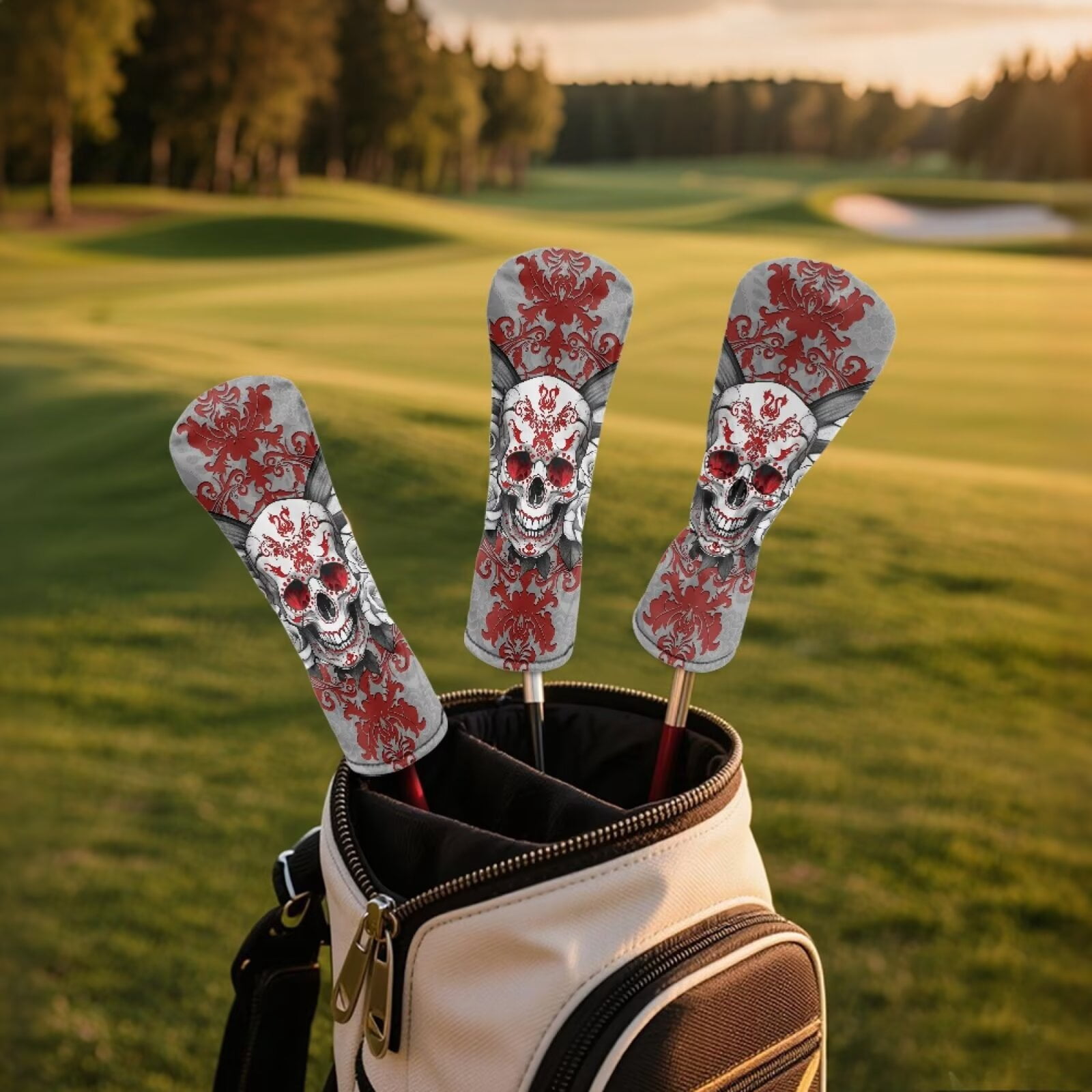 Uorisanigo Golf Club Head Covers, Premium Ethnic Skeleton Golf Club Covers, Funny Driver Headcover, Hybrid Headcover, Fairway Wood Head Cover, Accessory for Women Men