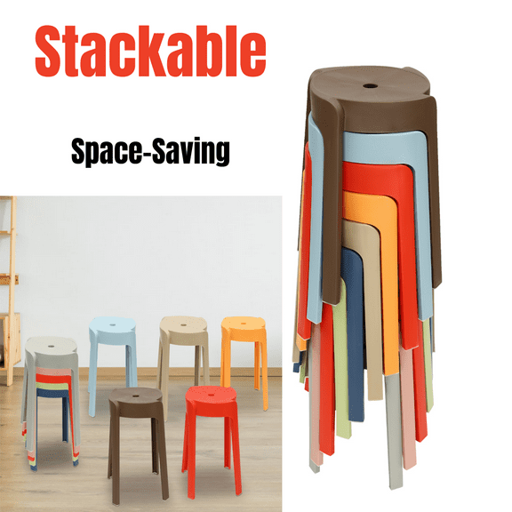 Miumaeov 10 Pcs Plastic Stackable Stools 18 Inch Height Stack Stools Colorful Nesting
