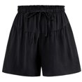 thumbnail image 6 of Hontri Womens Shorts Womens Shorts 2025 Summer Drawstring Ruffle Elastic High Waist Solid Color Casual Beach Shorts with Pockets Shorts for Women, 6 of 6