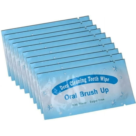 100 PCS Deep Cleaning Finger Toothbrush Teeth Cleaning Whitening Wipes for Oral Brush Ups Mint Flavor