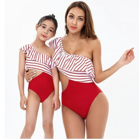 

BULLPIANO Mother and Daughter Swimwear Family Matching Swimsuit Mommy and Me Bathing Suits Two-Pieces Bikini Set