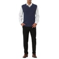 thumbnail image 2 of Unique Bargains Men's Classic Knitted Sleeveless V-Neck Pullover Sweater Vest S Navy Blue, 2 of 6