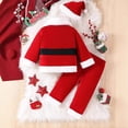 thumbnail image 4 of Likimi Toddler Kids Boys Outfit Set Long Sleeve Crewneck Santa Claus Tops Set Fashion Loose Soft Fall Winter Clothes Set Size 12-18 Months Red, 4 of 9
