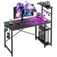 thumbnail image 1 of Bestier 44 in Rectangular Black Grained Gaming Desk with RGB LED Lights Computer Desk with 4 Tier Storage Shelves and Hooks, 1 of 7