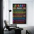 thumbnail image 2 of Library Rules Reading Wall Art Poster Bedroom Prints (2)Home Decor Hanging Picture Canvas, 2 of 7