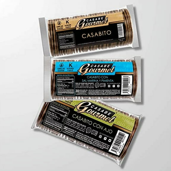 Casabe Gourmet Casabito - Casabe Cracker Sea Salt, Garlic & NaturalFlavor 12Pack