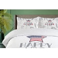 thumbnail image 4 of Ambesonne Labour Day Duvet Cover Sets, Floral and Leafy Concept, 2-Queen, Dark Blue Grey Pale Ruby, 4 of 7