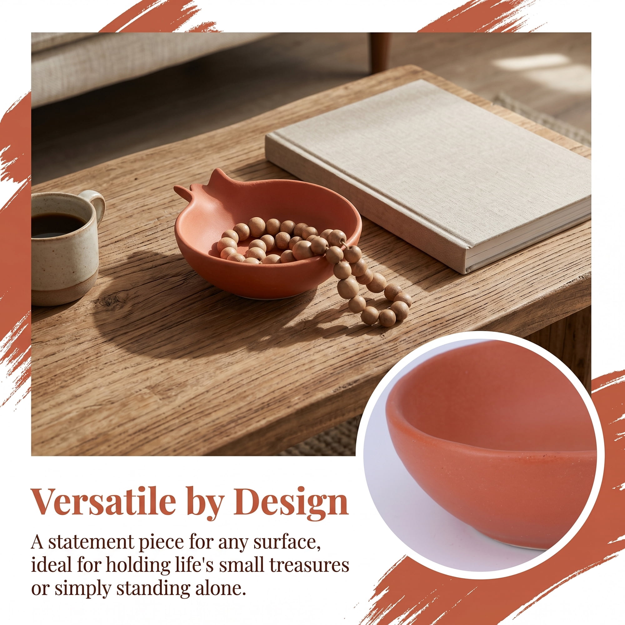 Unique Bargains Ceramic Pomegranate Decorative Bowl for Jewelry Red 4.4"L x 3.7"W x 1.2"H