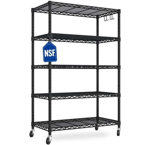 Prilinex 5-Tier Wire Shelf 36"W x 16"D x 76"H Metal Storage Shelves, Adjustable NSF Steel Organizer Wire Rack,Garage Shelving Unit for Kitchen&Office,Black