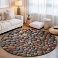 thumbnail image 3 of Stones 6ft Non Slip Round Area Rug Abstract Multi Colored Cobblestones Stones Photo Washable&nbsp;Soft Area Rugs for Living Room, Indoor&nbsp;Circle Carpet for Bedroom Dining Room Kitchen, 3 of 9