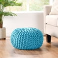 thumbnail image 2 of GDF Studio Poona Indoor Bohemian Handcrafted Modern Cotton Pouf, Aqua, 2 of 7