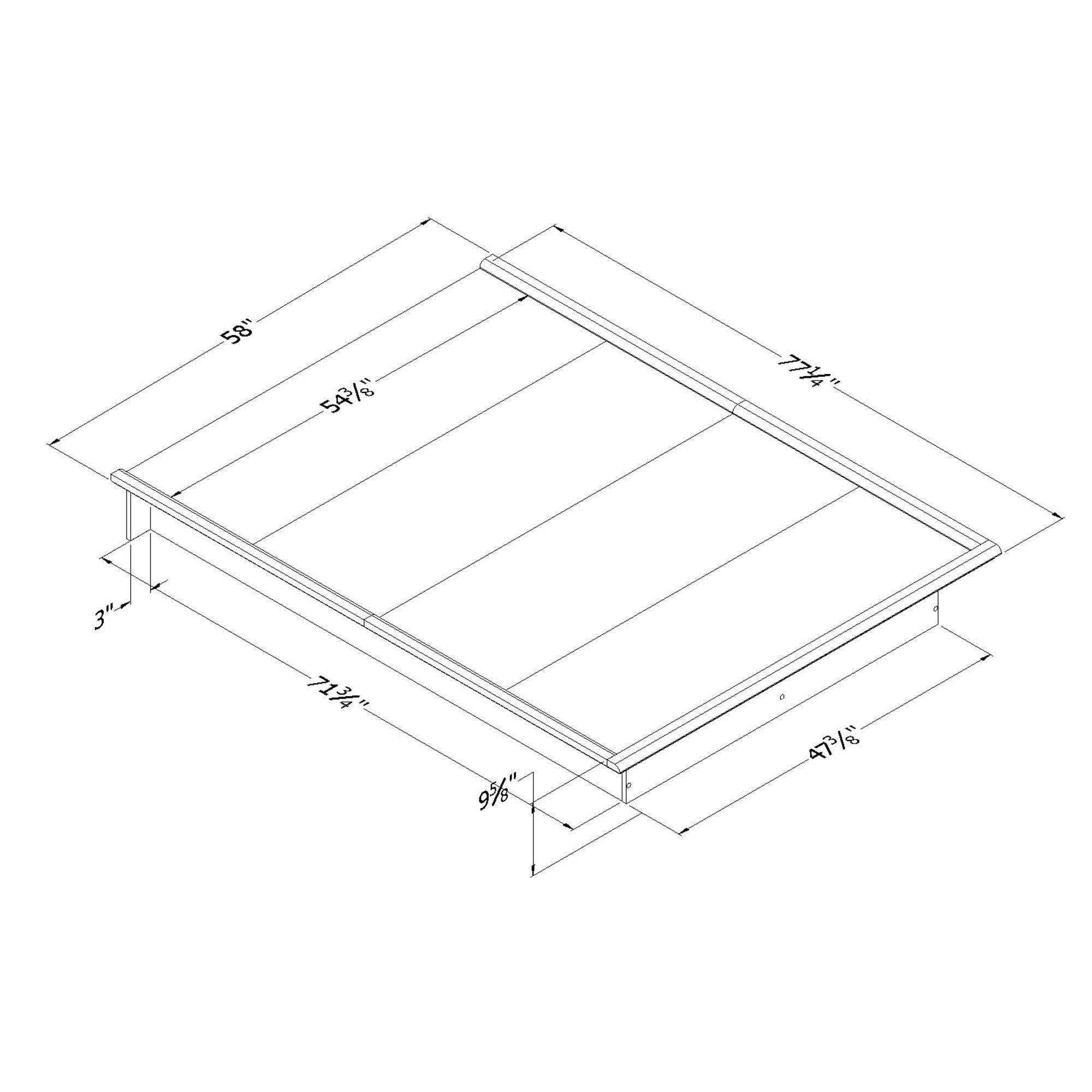 South Shore Basics 54" Full Size Platform Bed with Molding, White