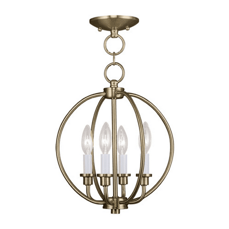 Light Antique Brass Crystal - Pendants Porch 4 Light With Antique Brass Finish size 12.5 in 240 Watts - World of Crystal