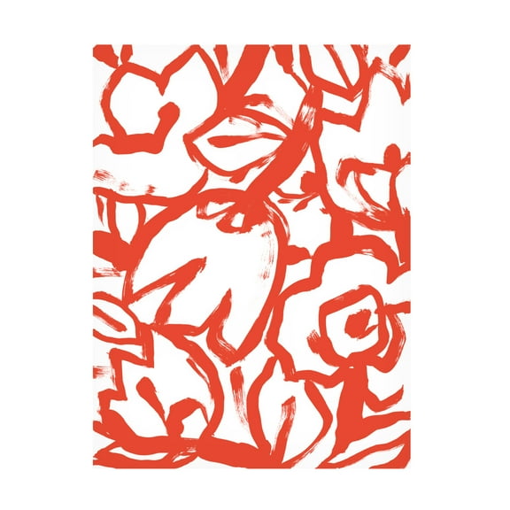 Trademark Fine Art June Erica Vess Red Brush Floral I Canvas Wall Art