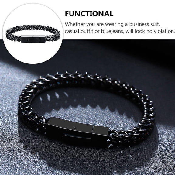 Raindrops Black Stainless Steel Men's Bracelet, Stylish Anti-Stress Jewelry Accessory for Men, Personality Decor